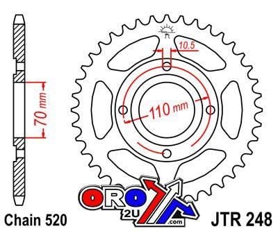 REAR SPROCKET JTR248.44 STEEL BLACK, HONDA ROAD JT
