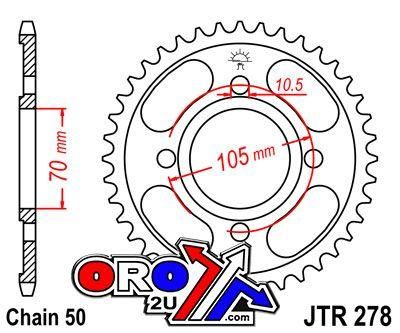 REAR SPROCKET JTR278.38 STEEL, HONDA ROAD JT
