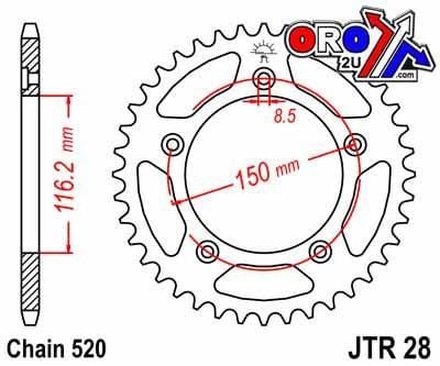 REAR SPROCKET STEEL JTR28.42, C49 High Carbon Steel 520