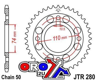 REAR SPROCKET JTR280.33 STEEL SILVER, HONDA ROAD JT