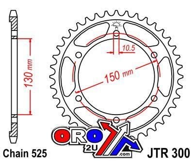 REAR SPROCKET JTR300.49 JT 525 SILVER, HONDA ROAD