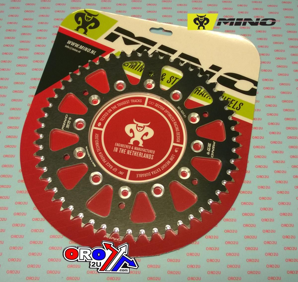 MINO REAR SPROCKET ALLOY 301/210 BK, 25-301.520.51BK DOUBLE DRILLED JTR301, JTR210 - Image 2