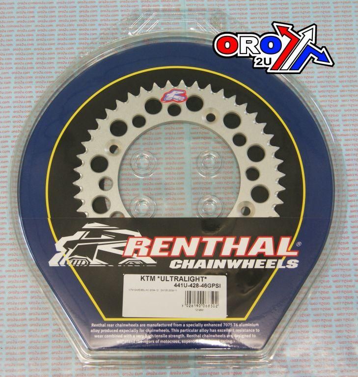 REAR SPROCKET ALLOY RENTHAL, ULTRALITE 441U-428-46GPSI SILVER - Image 2