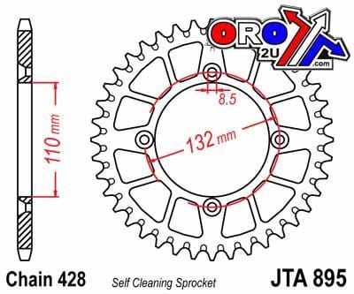 REAR SPROCKET ALLOY SILVER, JTA895.50 7075-T6 Aluminium