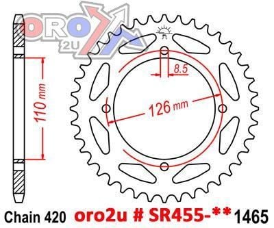 MINO REAR SPROCKET ALLOY BLACK 1465, 25-660-420-44 - Image 2