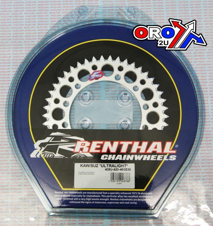 REAR SPROCKET ALLOY RENTHAL, ULTRALITE 408U-420-46GESI SILVER