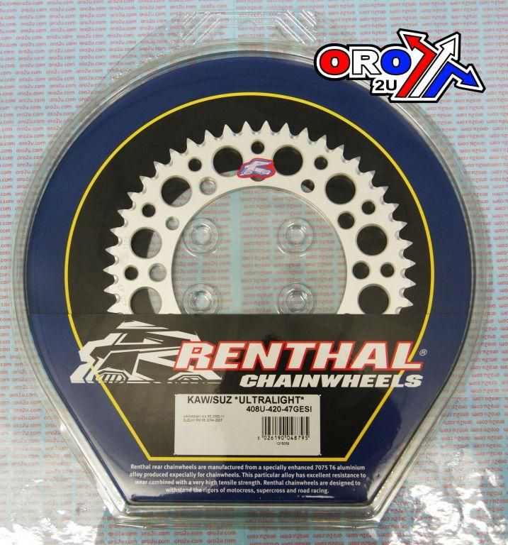 REAR SPROCKET ALLOY RENTHAL, ULTRALITE 408U-420-47GESI SILVER - Image 3