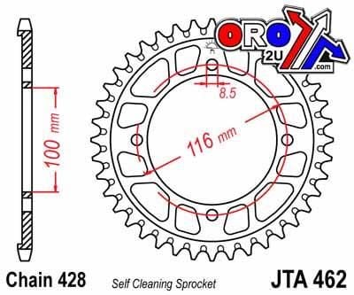 REAR SPROCKET ALLOY SILVER 462, JTA462.54 7075-T6 Aluminium, JTR456