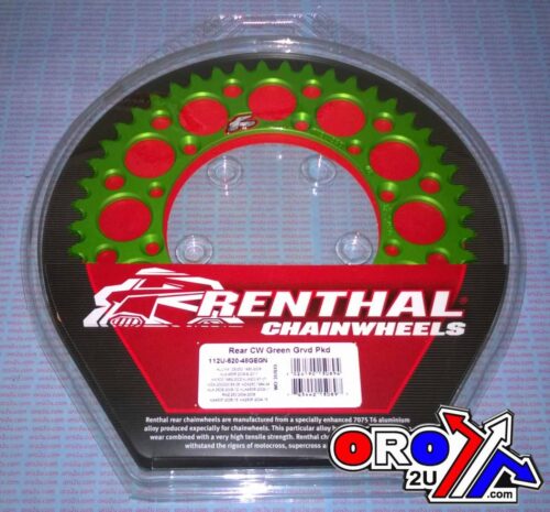 REAR SPROCKET ALLOY RENTHAL, ULTRALITE 112U-520-48GEGN GREEN, 112U-520-48GN