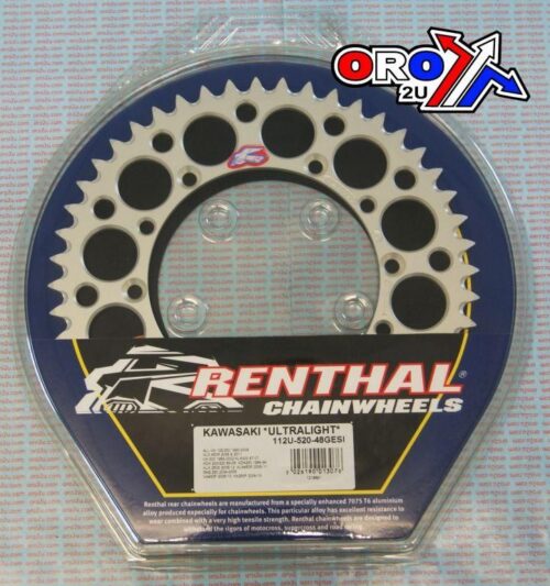 REAR SPROCKET ALLOY RENTHAL, ULTRALITE 112U-520-48GESI SILVER, 112U-520-48GESI