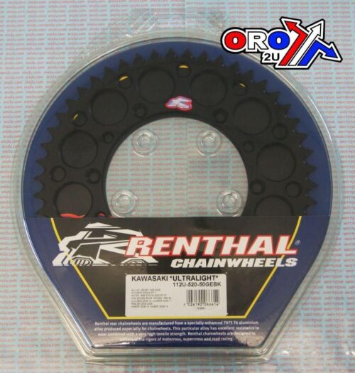 REAR SPROCKET ALLOY RENTHAL, ULTRALITE 112U-520-50GEBK BLACK, 112U-520-50GEBK