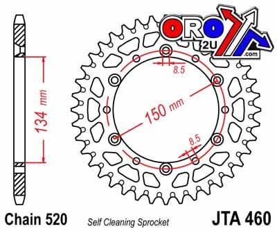 REAR SPROCKET ALLOY SILVER 460, JTA460.52 7075-T6 Aluminium