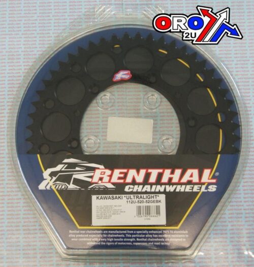 REAR SPROCKET ALLOY RENTHAL, ULTRALITE 112U-520-52GEBK BLACK