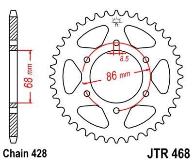 REAR SPROCKET JTR468.46 STEEL, HONDA ROAD JT - Image 3