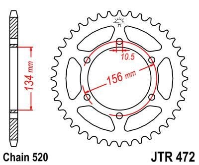 REAR SPROCKET JTR472.40 STEEL, HONDA ROAD JT