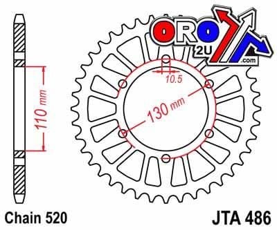 REAR SPROCKET ALLOY JTA486.50, HONDA ROAD JT