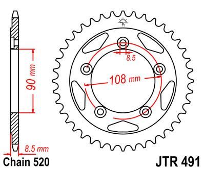REAR SPROCKET STEEL JTR491.38, Ducati Road - Image 3