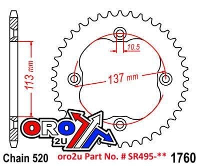 REAR SPROCKET STEEL DIRT 1760 AT-176036