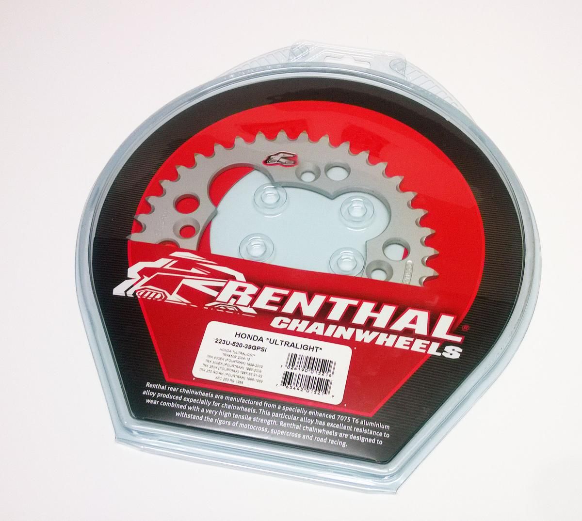 REAR SPROCKET RENTHAL ATV, ULTRALITE 223U-520-39GPSI SILVER - Image 2