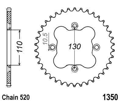 REAR SPROCKET 38 [JTR1350.38] 520, 41201-HC0-000