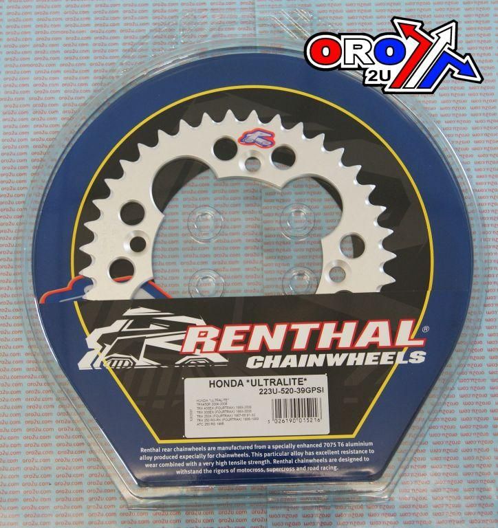 REAR SPROCKET RENTHAL ATV, ULTRALITE 223U-520-39GPSI SILVER - Image 3