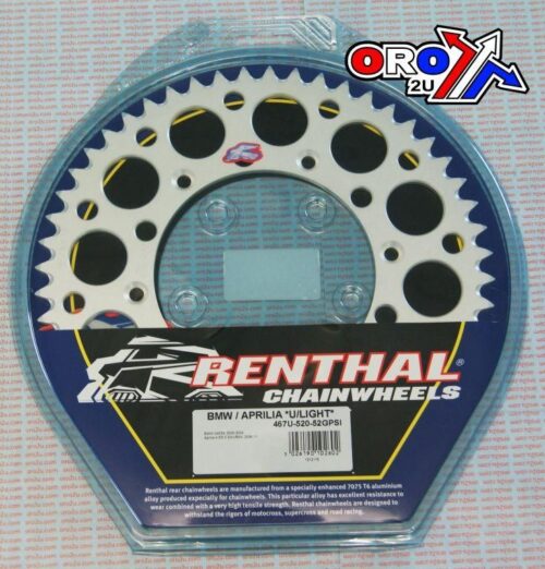 REAR SPROCKET RENTHAL BMW, ULTRALITE 467U-520-52GPSI SILVER