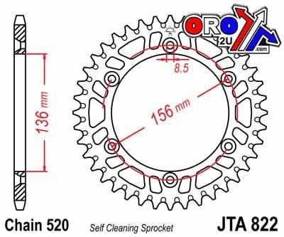 REAR SPROCKET ALLOY SILVER 822, JTA822.45 7075-T6 Aluminium - Image 2