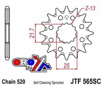 FRONT SPROCKET JTF565.14SC JT, Self-cleaning grooves & Light, SF565-14