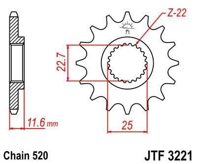 FRONT SPROCKET JTF3221.11 JT, Polaris ATV 3221044