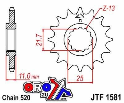 FRONT SPROCKET JTF1581.16 JT, 520 Chain Conversion