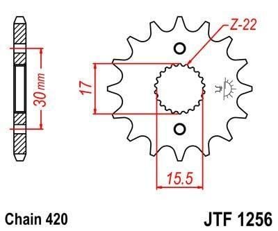 FRONT SPROCKET JTF1256.15 420 JF125615, JTF125615