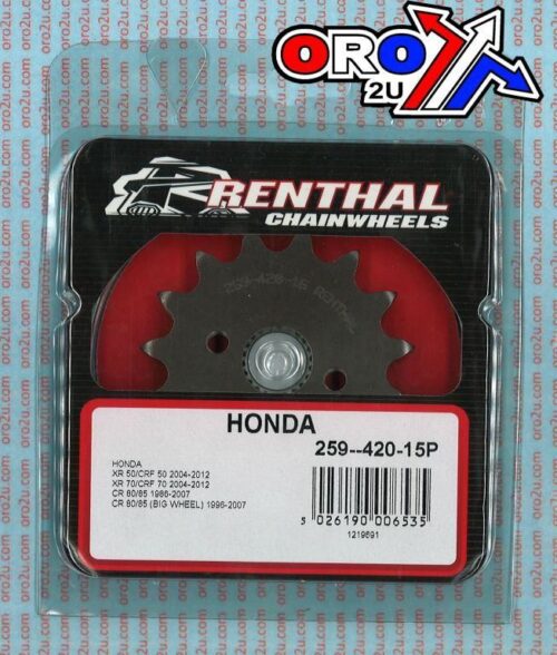 FRONT SPROCKET RENTHAL 259 420, HONDA 259–420-15GP