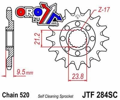 FRONT SPROCKET JTF284.14SC JT, Lightweight Self-Cleaning