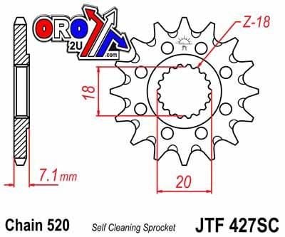 FRONT SPROCKET JTF427.12SC JT, Self-Cleaning Steel Front - Image 2