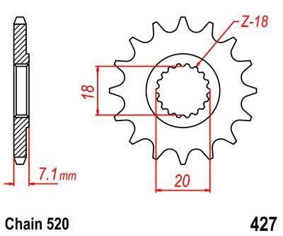 FRONT SPROCKET 427 RAPTOR LIGHT & SELF CLEANING 10B-141-13