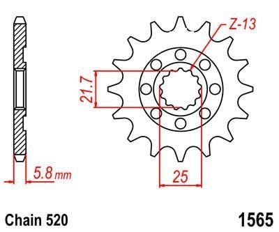 FRONT SPROCKET JTF1565.13SC JT, Lightweight Self-Cleaning, SF1565-13