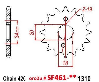 FRONT SPROCKET 15 [JTF1310.15] 420, HONDA CR150R RB 2007, 08, 09, MX-131015, SF1310-