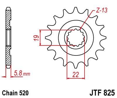 FRONT SPROCKET JTF825.13 JT