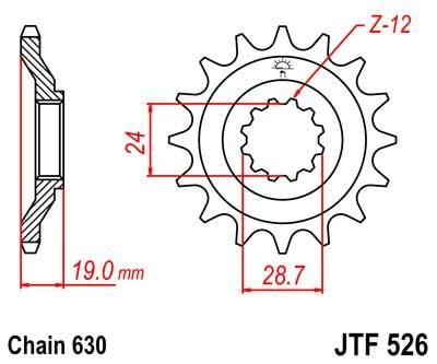 FRONT SPROCKET JTF526.15 JT, 630 Chain Conversion