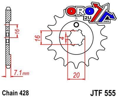 FRONT SPROCKET JTF555.14 JT, 428 Chain conversion - Image 2