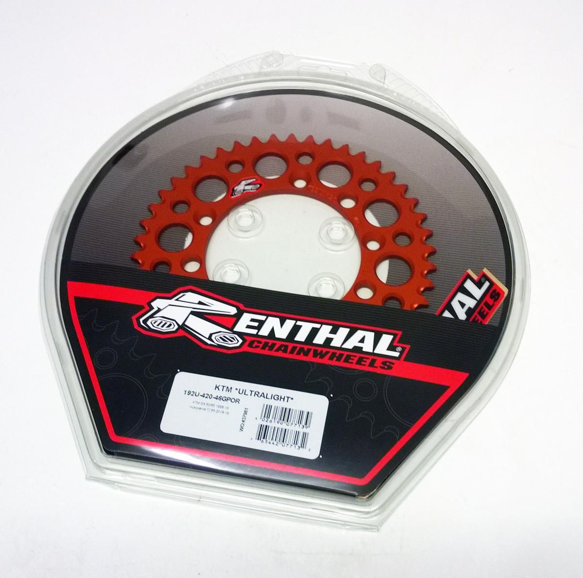REAR SPROCKET ALLOY RENTHAL, ULTRALITE 192U-420-47GPOR ORANGE, 192U - Image 2
