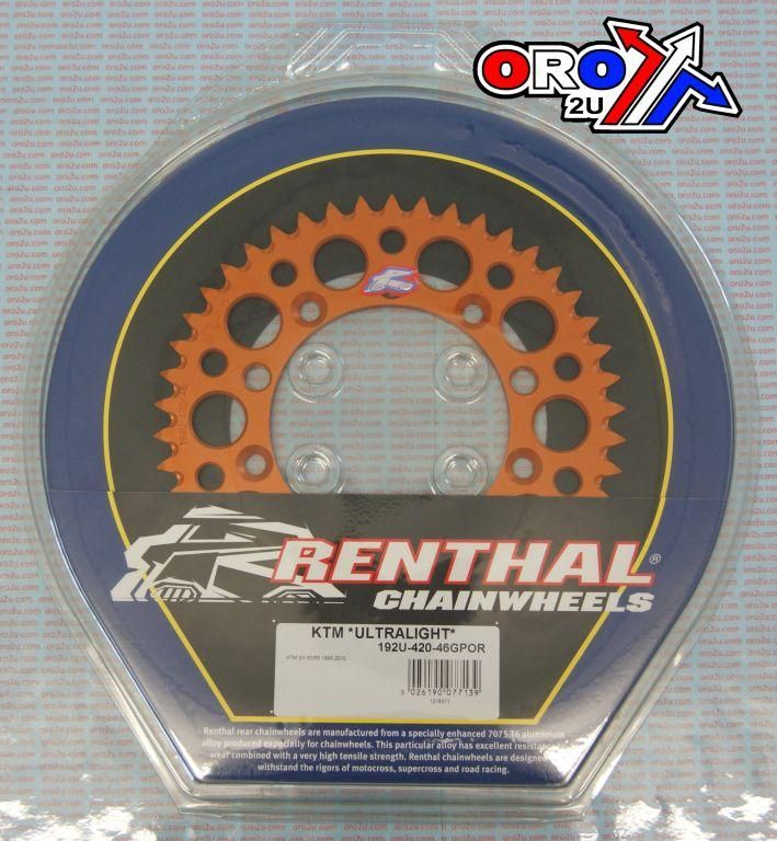 REAR SPROCKET ALLOY RENTHAL, ULTRALITE 192U-420-47GPOR ORANGE, 192U - Image 3