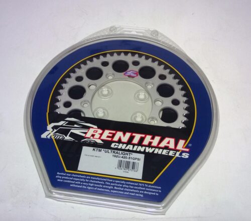 REAR SPROCKET ALLOY RENTHAL, ULTRALITE 192U-420-51GPSI SILVER