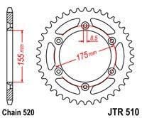 REAR SPROCKET JTR510.48 STEEL, Cagiva WR 125-250 188-520-48, HUSQVARNA JR51048