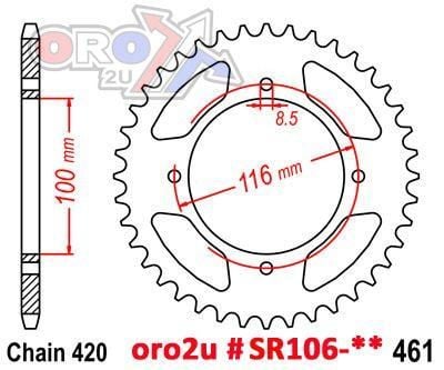 REAR SPROCKET STEEL 461 4-HOLE SILVER JTR461.51 - Image 2