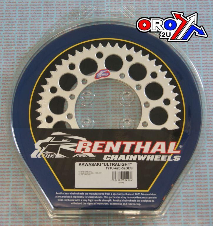 REAR SPROCKET ALLOY SI RENTHAL, ULTRALITE 191U-420-52GESI SILVER