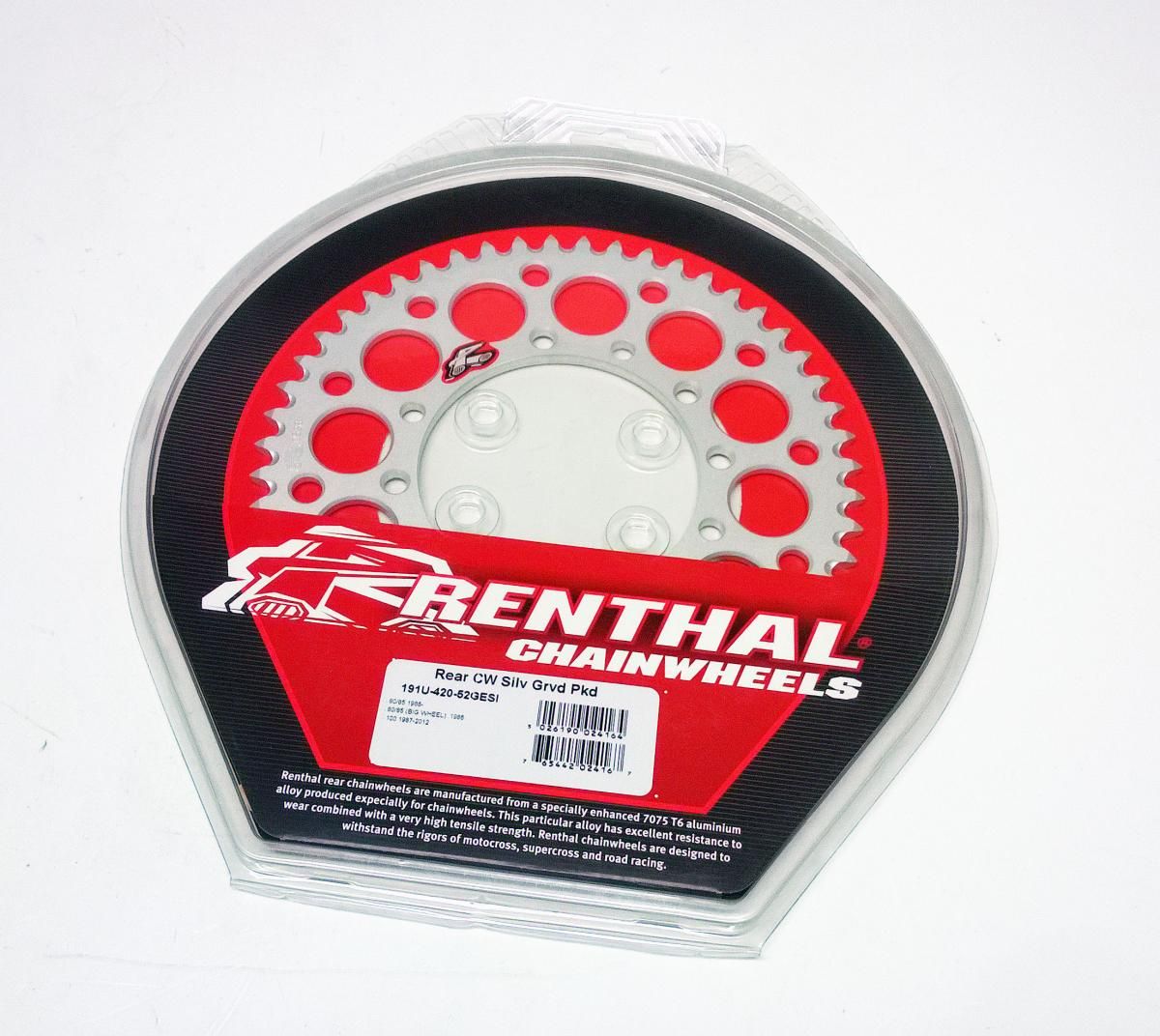 REAR SPROCKET ALLOY SI RENTHAL, ULTRALITE 191U-420-52GESI SILVER - Image 3