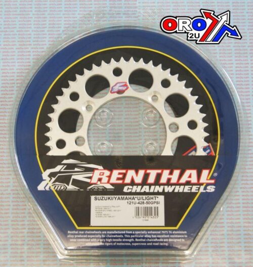 REAR SPROCKET ALLOY RENTHAL, ULTRALITE 121U-428-50GPSI SILVER, SUZUKI, YAMAHA