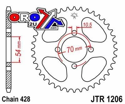 REAR SPROCKET JTR1206.42 STEEL SILVER, SILVER - Image 2
