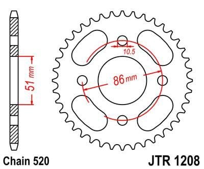 REAR SPROCKET JTR1208.44 STEEL